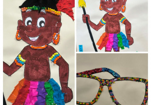 Wewnętrzny konkurs plastyczny inspirowany wierszami J. Tuwima. Prace plastyczne dzieci z grupy Jeżyków. "Murzynek Bambo", "Okulary"