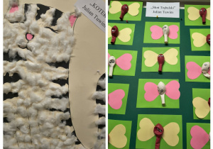 Wewnętrzny konkurs plastyczny inspirowany wierszami Prace plastyczne dzieci z grupy Żabek. "Kotek", "Słoń Trąbalski"