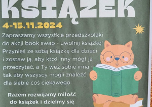 plakat z przedszkolnej wymiany książek - akcja book swap - uwolnij książkę